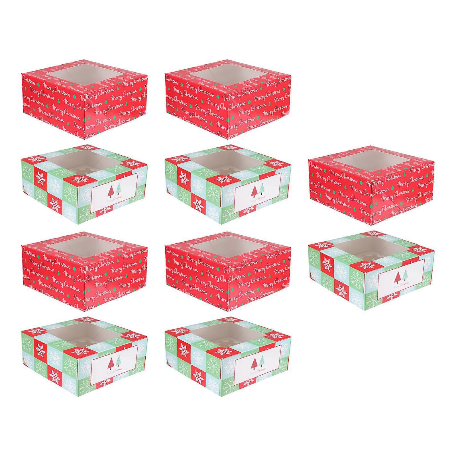 Christmas Cupcake Box Paper Packaging for Storage Use 10Pcs Set