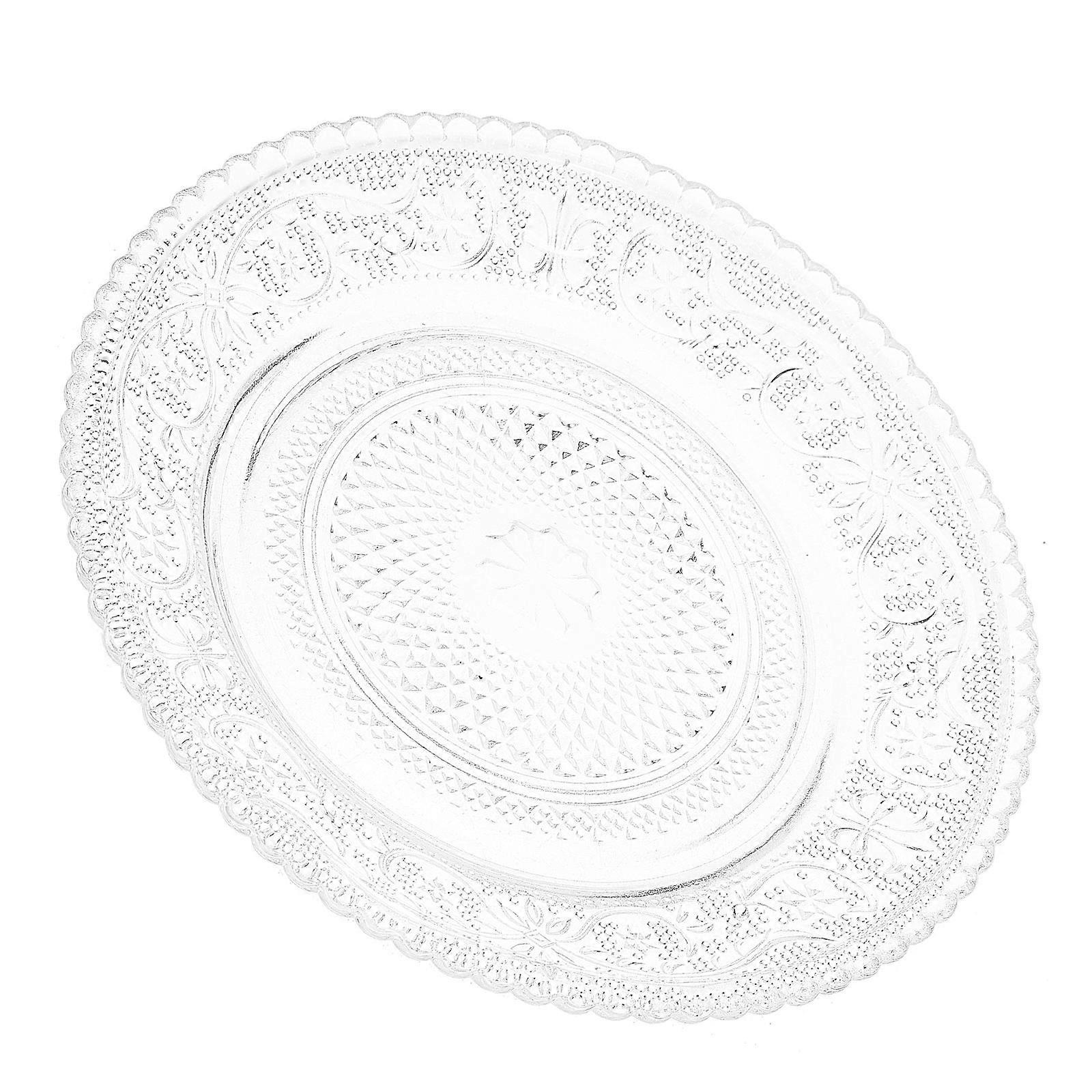 Glass Plate Transparent Dessert Plate for Kitchen Use 2Pcs