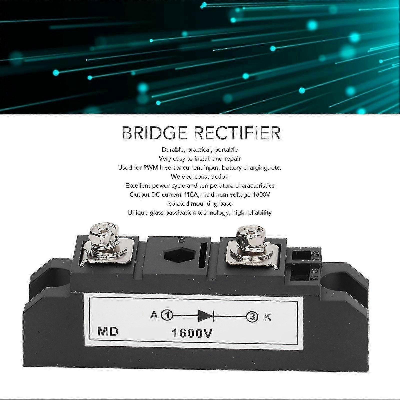 Bridge Rectifier 2 Terminal Diode Rectifier Power Module Copper Plate Cooling 100A 1600V 25-26