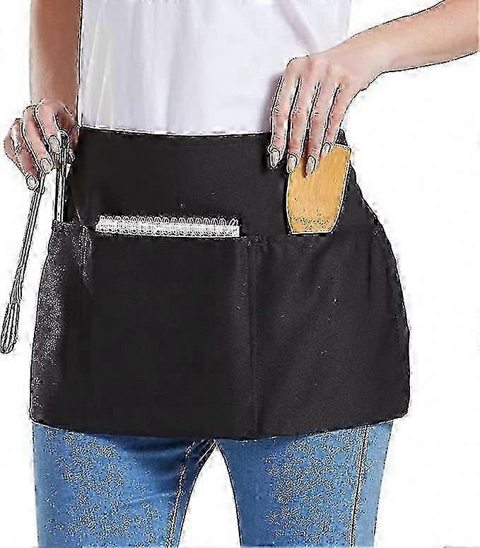 Three-Pocket Bib Apron for Restaurant and Kitchen Use