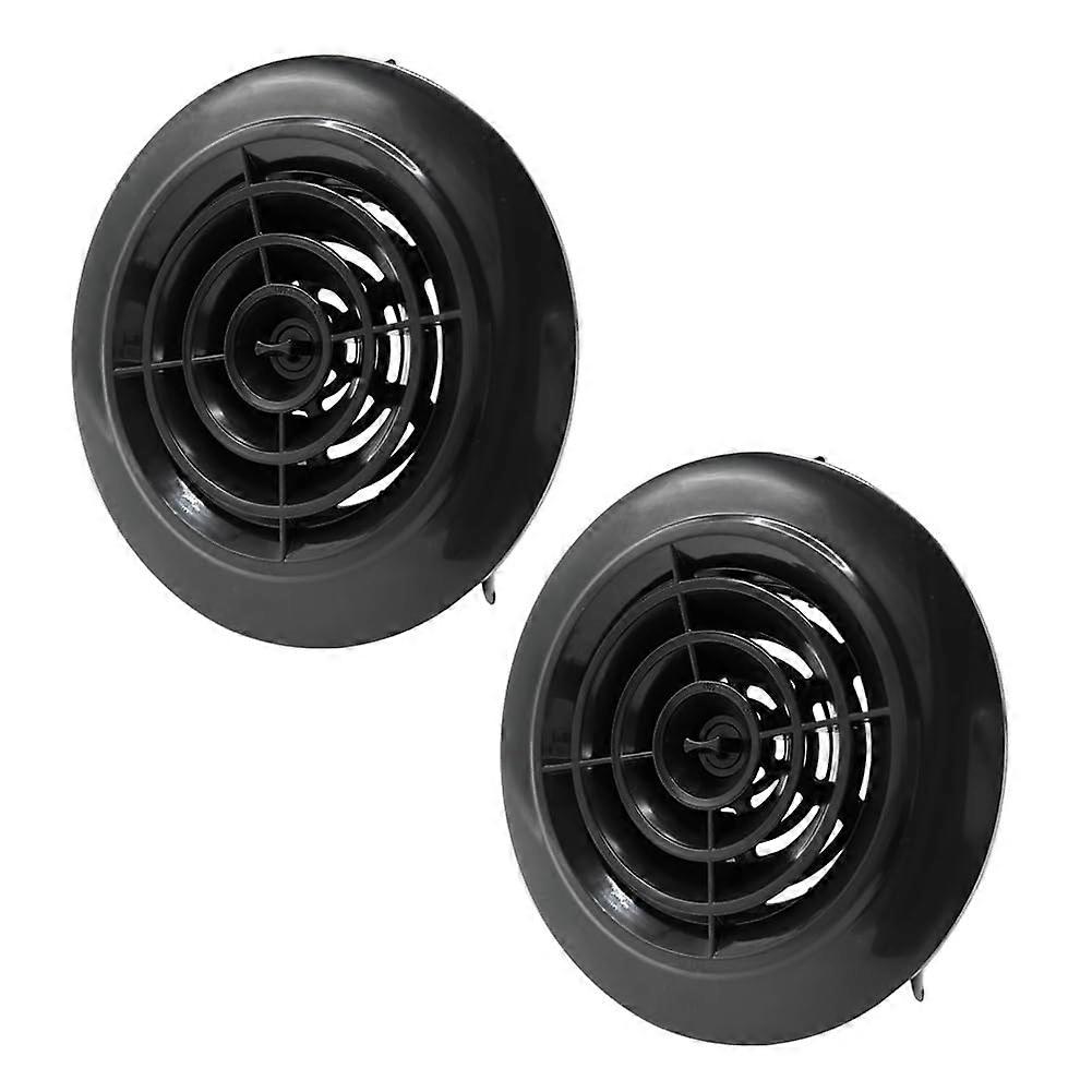 6 Inch Round Air Vent Cover with Mesh Screen, Adjustable Flow, Wall or Ceiling Use, Black 2pcs