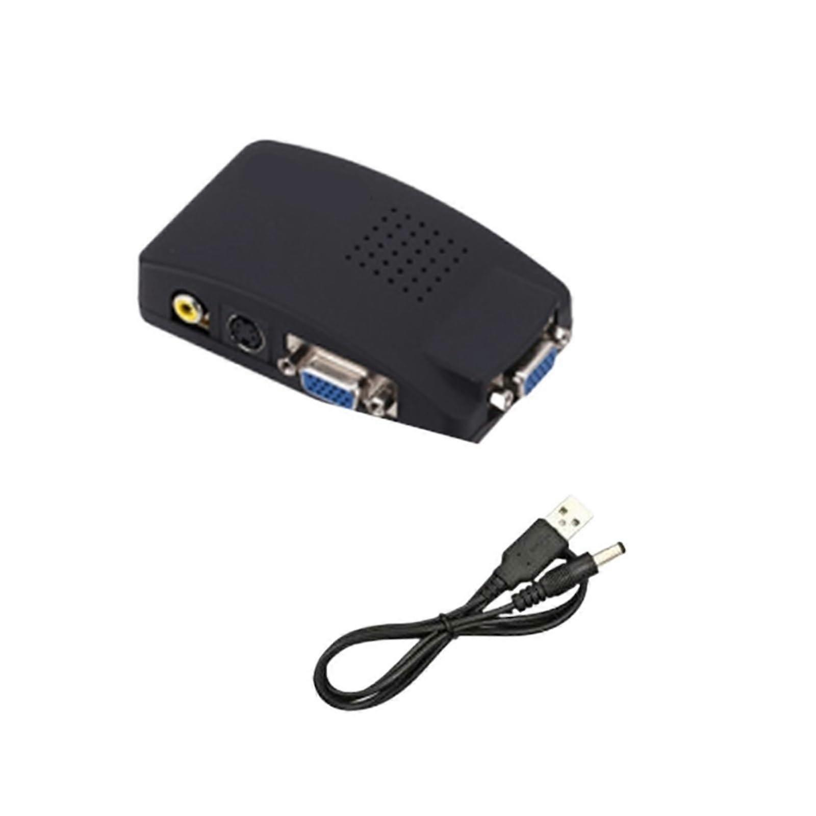 VGA Video Converter AV SVideo RCA to VGA Adapter MultiInput Resolution Output Black