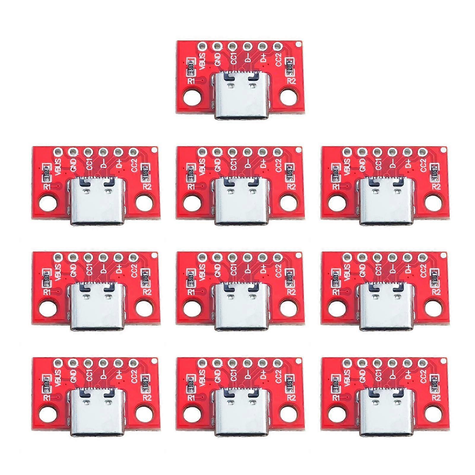 USB Type C Test Board Female to 2.54mm Connector PCB Adapter,  Current Fast Charging, 10pcs