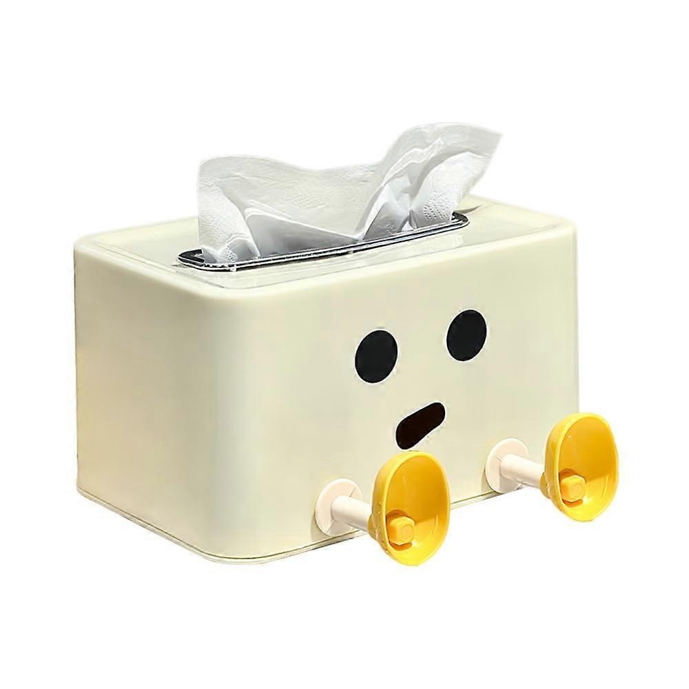 Spring Loaded Tissue Box Cover with Decorative Stand Feet, Moisture Resistant Plastic Holder