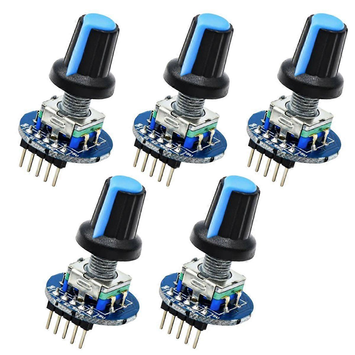 5PCS EC11 Rotary Encoder Module 5V Push Button Switch 360 Degree Rotation for DIY Projects with Knob