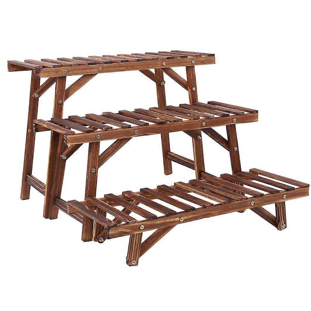 3 niveaux échelle bois plante stand étape pot de fleur étagère grand banc en pot de stockage