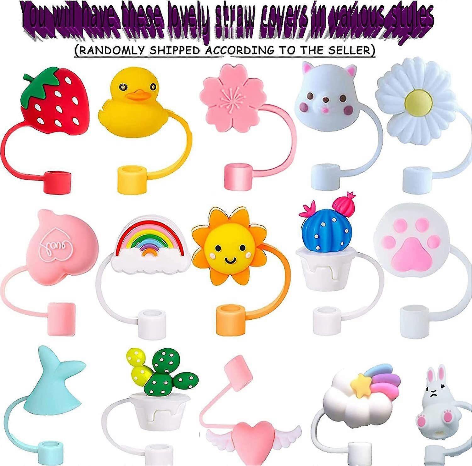 Silicone Straw Tips Cover 10 Pack Cute Silicone Reusable Drinking Straw Tips Lids Dust-Pro