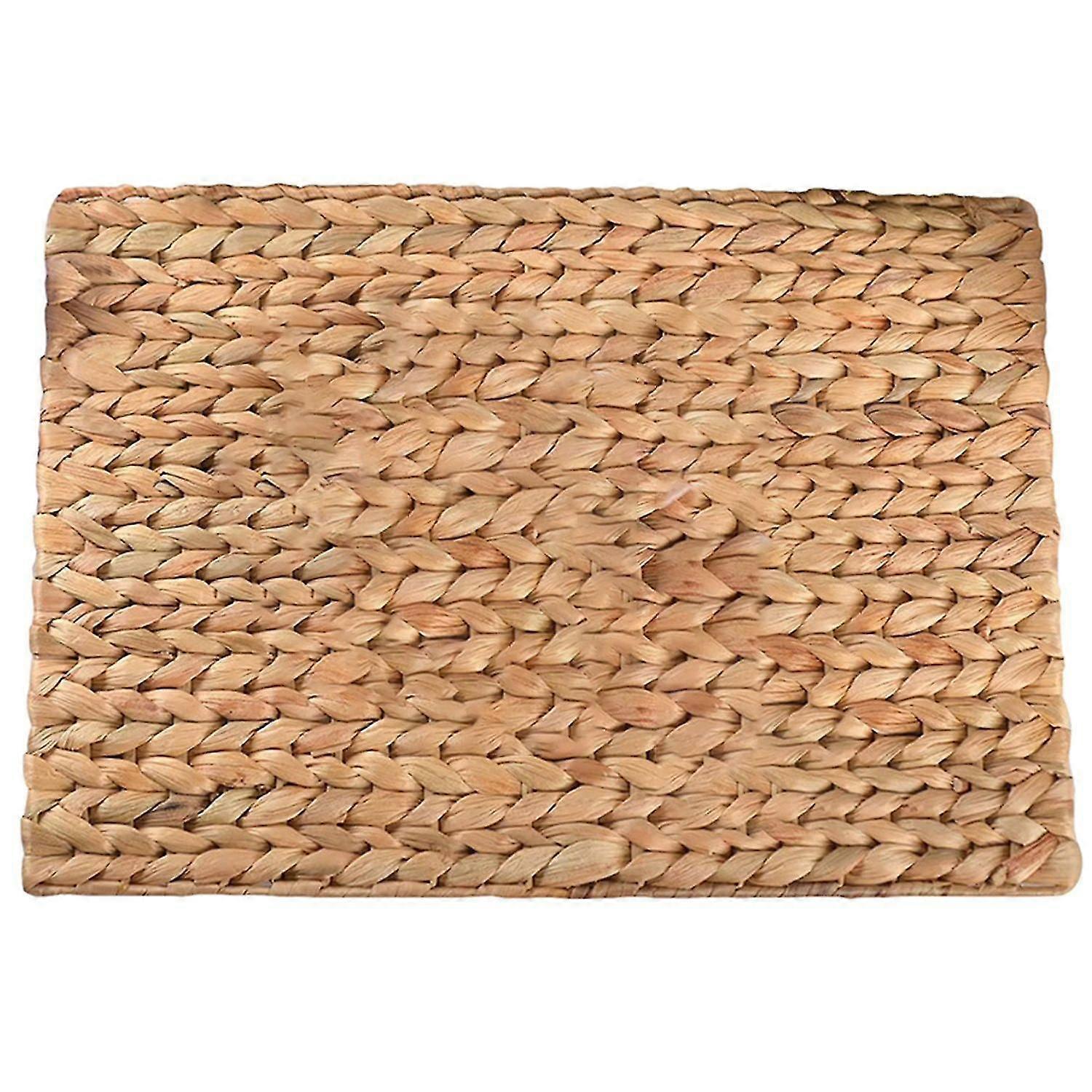 Table Mat Heat-resistant Exquisite Workmanship Rectangle Shape Vintage Braided Design Tableware Mat