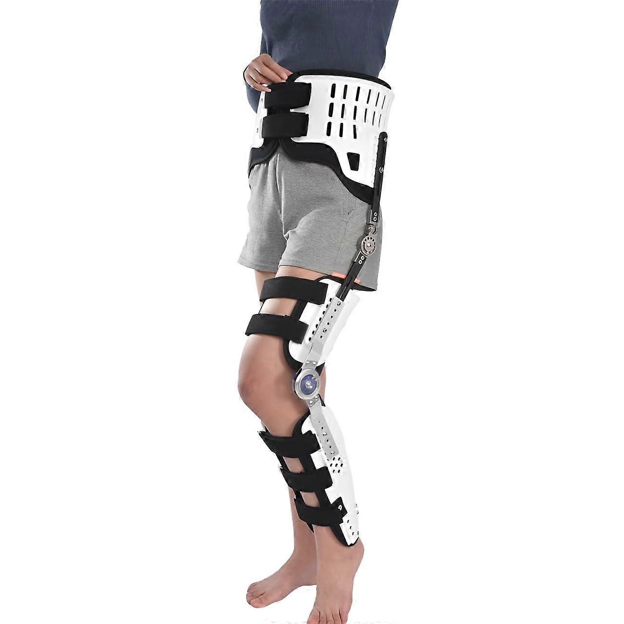 Knee Support Brace with Side Stabilizers, Adjustable Full Leg Immobilizer, Breathable Hip Abduction