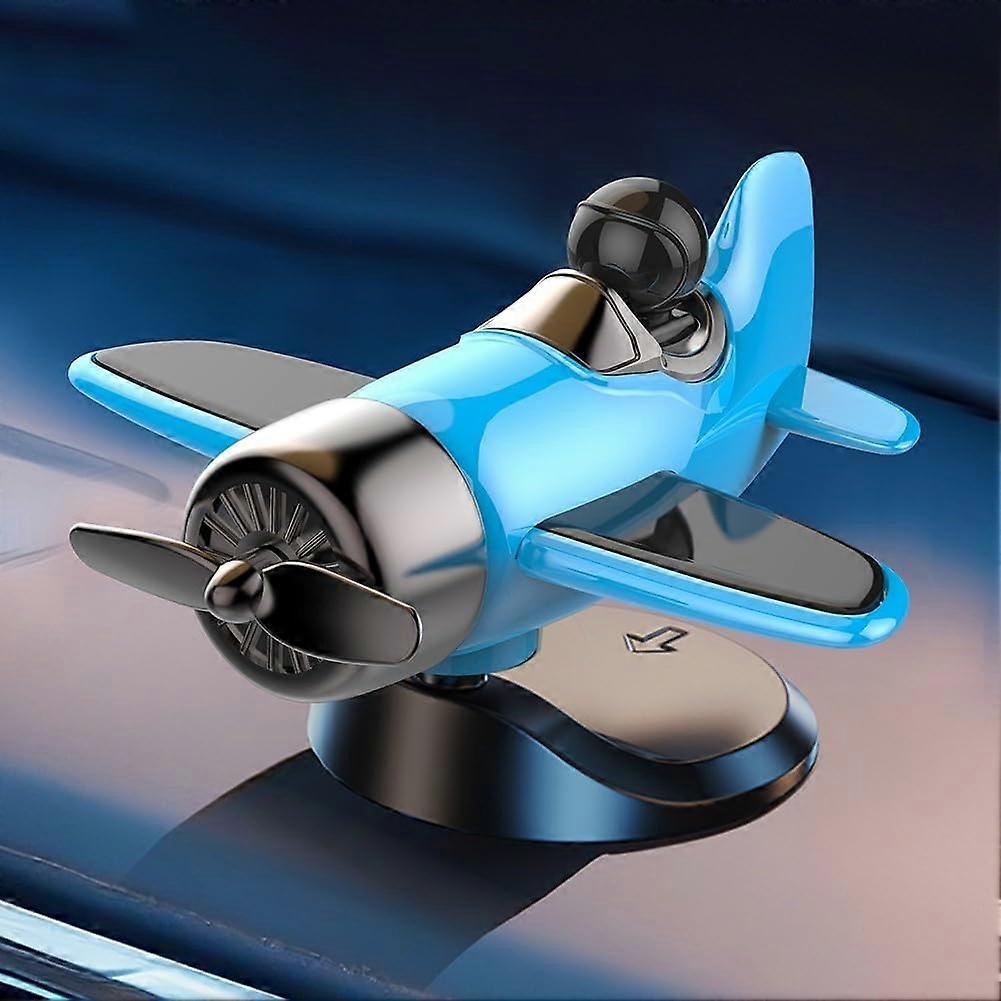 Solar Powered Rotating Propeller Fighter Plane Dashboard Ornament with LightPowered Motion Blue