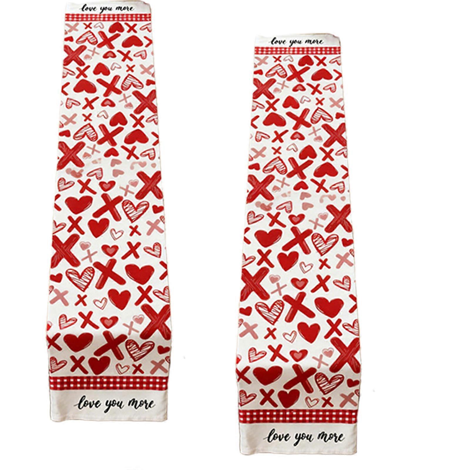 Practical Table Cover Love Pattern Linen Texture Washable User Friendly Suitable for Kitchen Table Decorating Multicolor