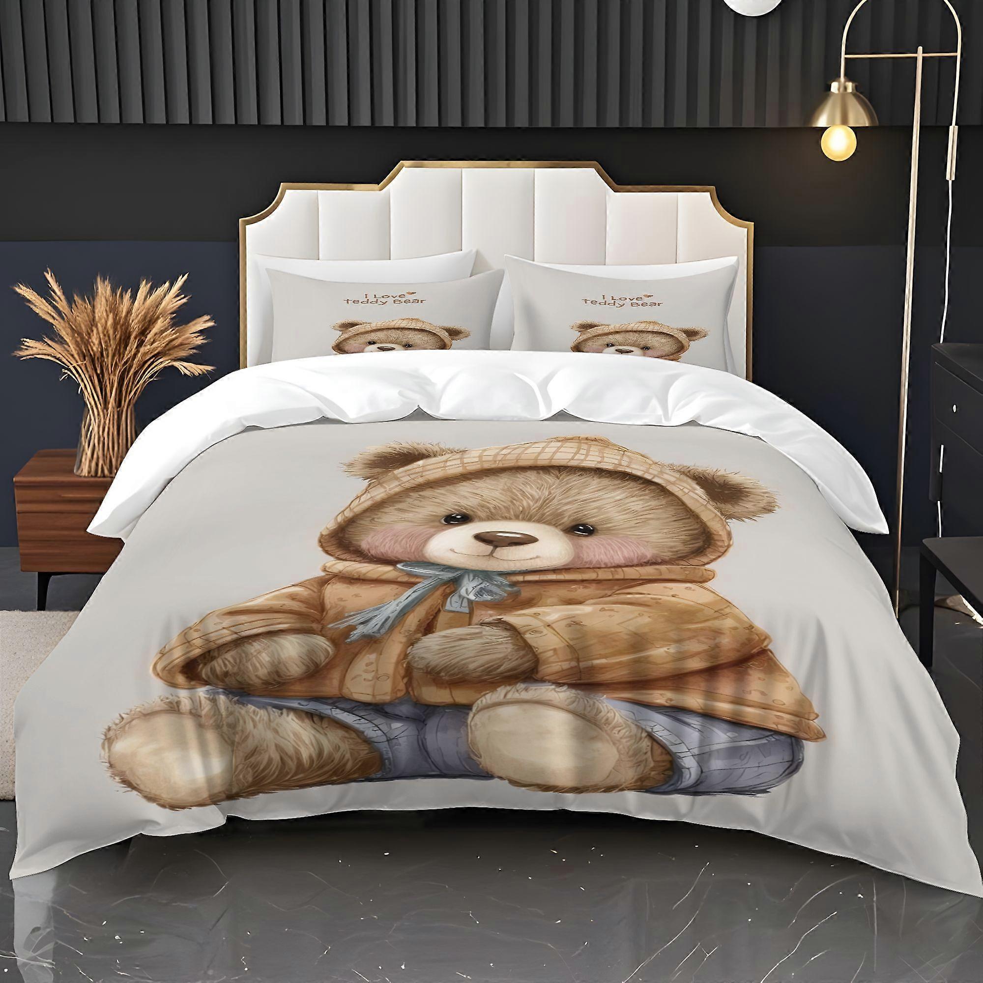 Teddy Bear Printed Duvet Cover Bedding Set