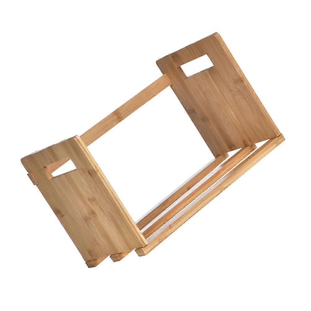 Bamboo Bookend Retractable Design for Storage 1Pcs Khaki Desktop Organizer