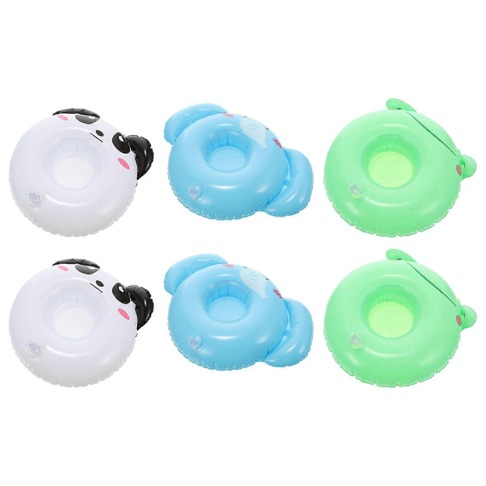 Assorted Color Inflatable Cup Holder with Animal Shape for Storage 6Pcs