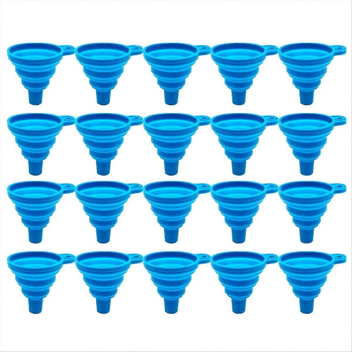 Portable Mini Funnel, Retractable Silicone Folding Funnel,Blue
