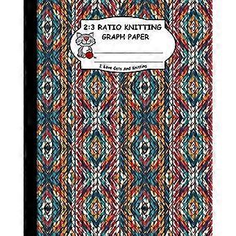 Papier milimetrowy do robienia na drutach w proporcjach 2:3: Uwielbiam koty i robienie na drutach: Papier milimetrowy dla dziewiarek do projektowania schematów nowych wzorów. Zielono-brązowo-biało-czerwony.