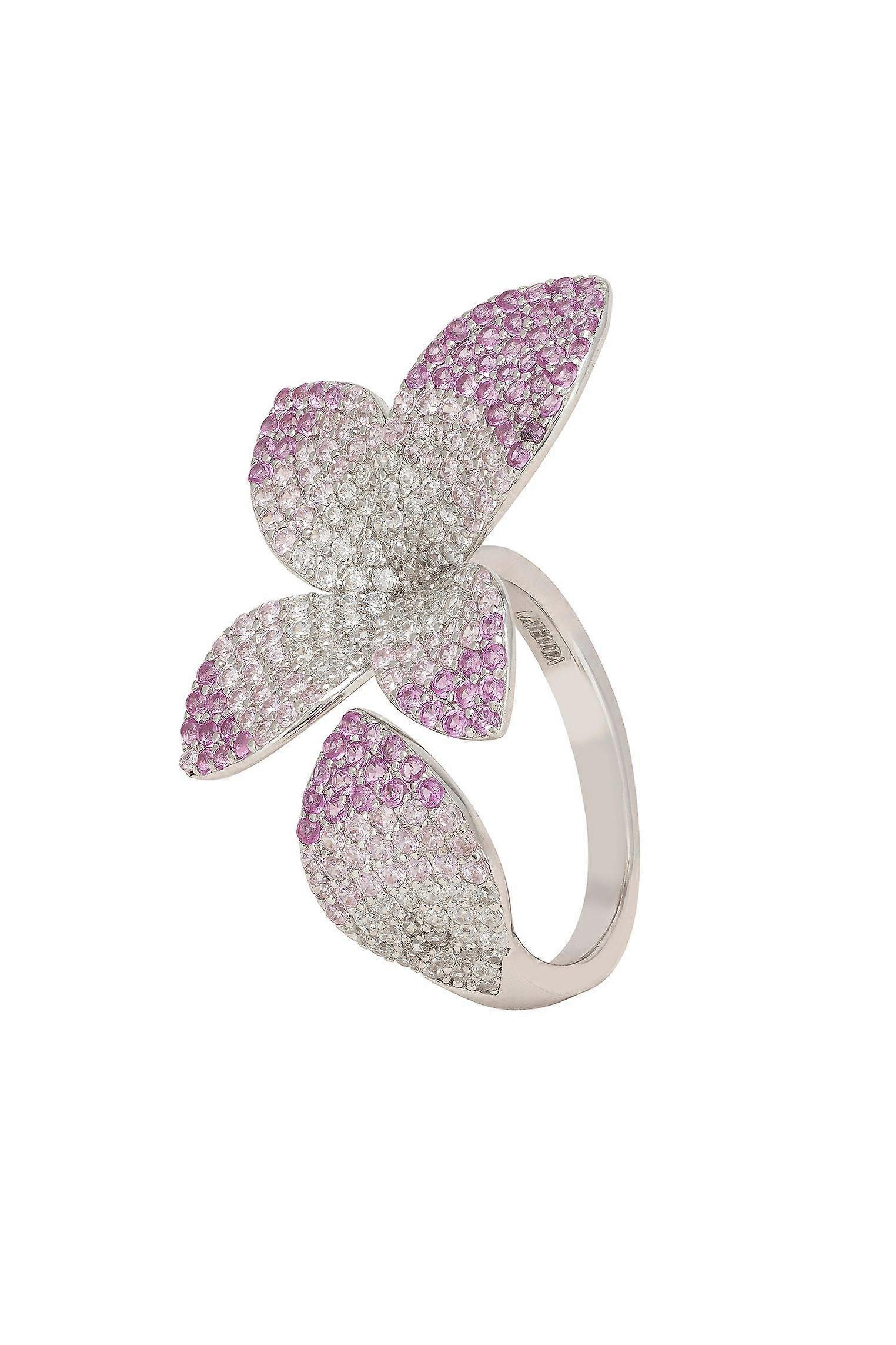 Camillia Flower Cocktail Ring Pink Silver