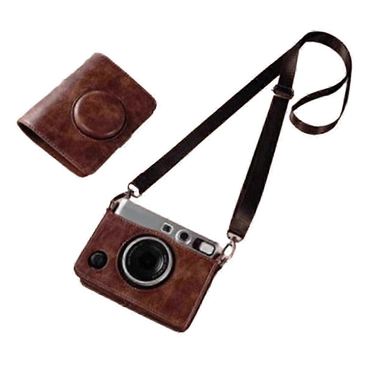 PU Leather Camera Bag for Mini Protective Case with Shoulder Strap Camera Accessory Storage C