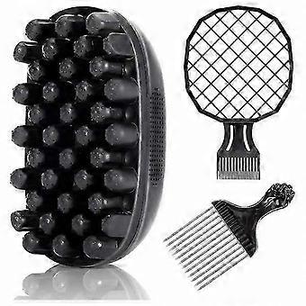 Twist Hair Sponge Tool Set for Men & Women, Styling Comb with Metal Pick for Afro and Curly Hair