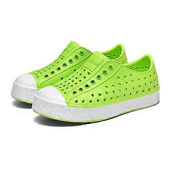 Zomersandalen voor jongens, casual, comfortabel, gesloten teen, stevige zool, waterschoenen, trendy kinderschoenen voor zwembad, strand, buiten en binnen, klompen, groen, 7-8 jaar