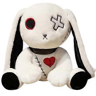 Goth Bunny Plush 25cm White Creepy Easter Rabbit Gothic Horror Soft Stuffed Animal Pillow