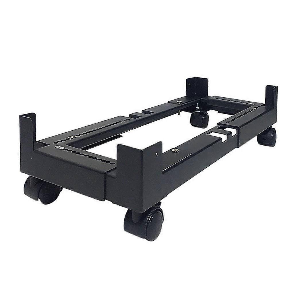 Adjustable CPU Stand with Wheels, Black Metal Computer Tower Stand with Locking Casters, XLarge Size