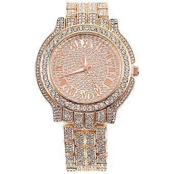 Montre-bracelet à quartz tendance avec strass et chiffres romains pour femme