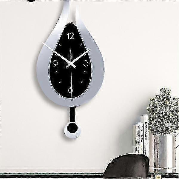 Modern Simple Creative Swing Wall Silent Clock Silver European Decor