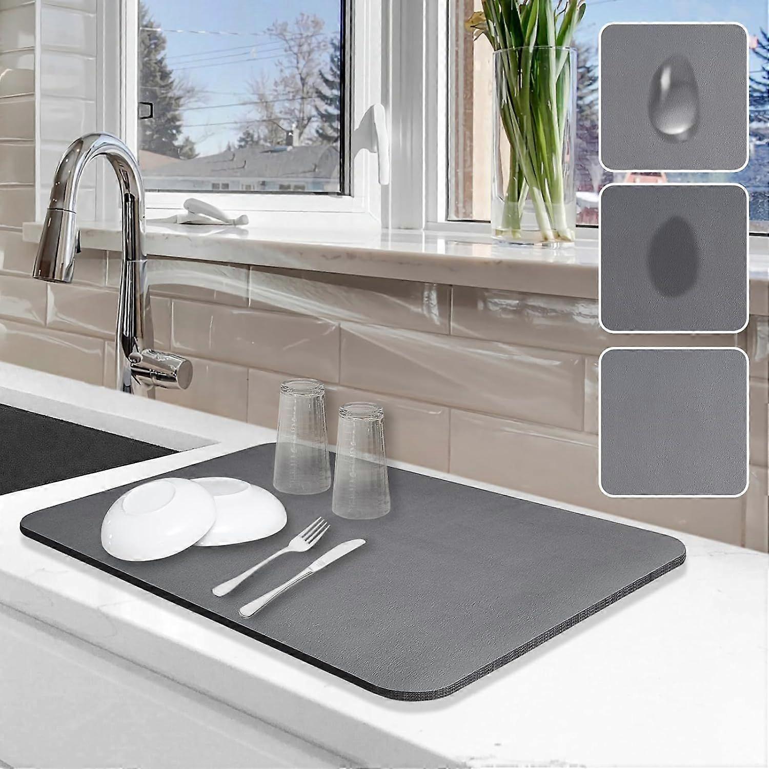 40x50cm Large Absorbent Dish Drying Mat, Quick-Drying Kitchen Pad