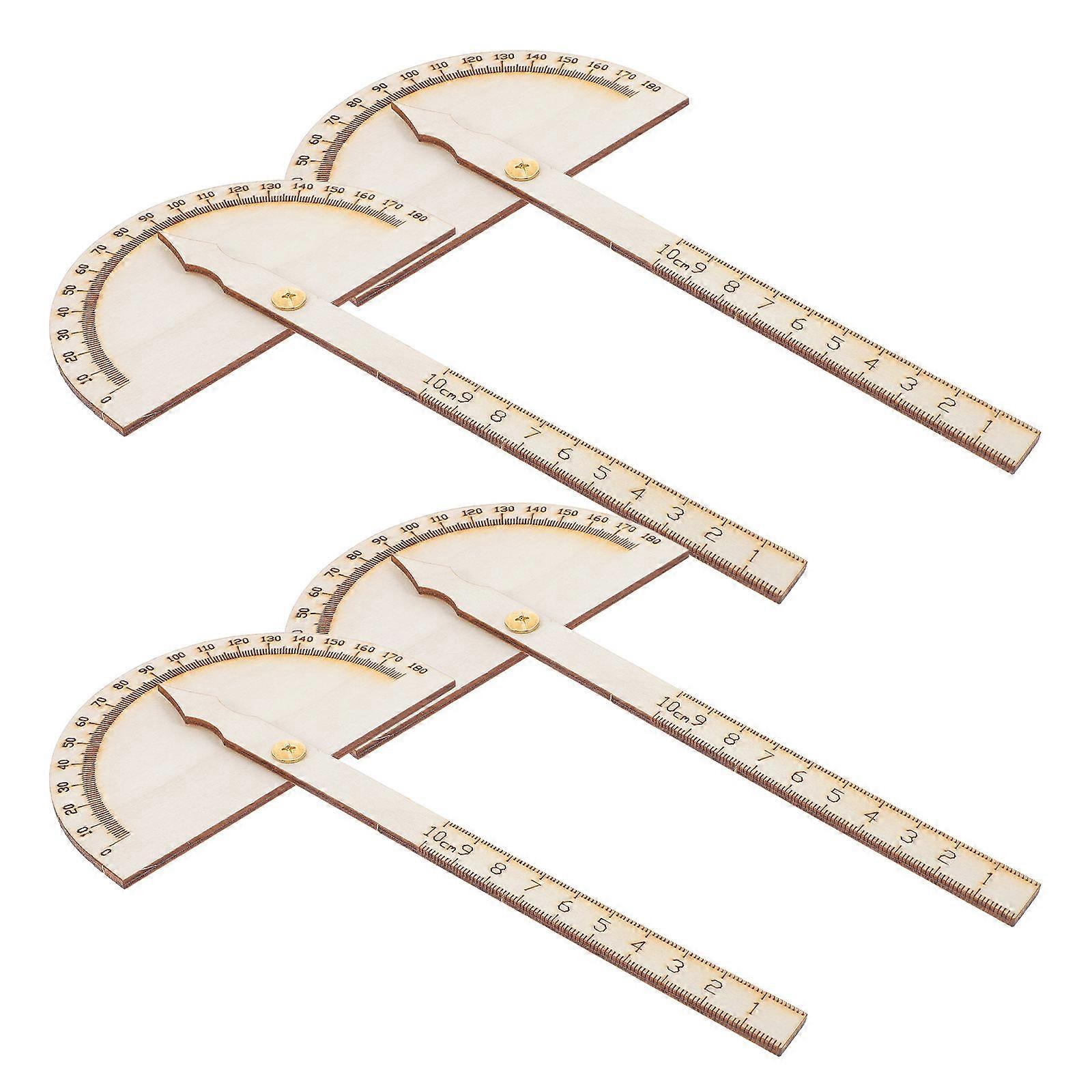 Tech Production Tool Wooden Protractor for Precise Angle Measuring 4Pcs Set