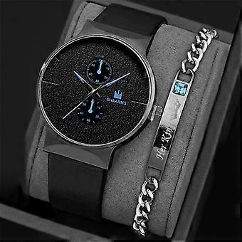 2pcs Set Mode Männer Sportuhren Mann Business Quarz Armbanduhr Luxus Männer Casual Uhr Uhr Relogio Masculino