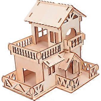Villa Hamster Holzhaus Treppe für Hamsterspielzeug im Laufstall zur Bereicherung