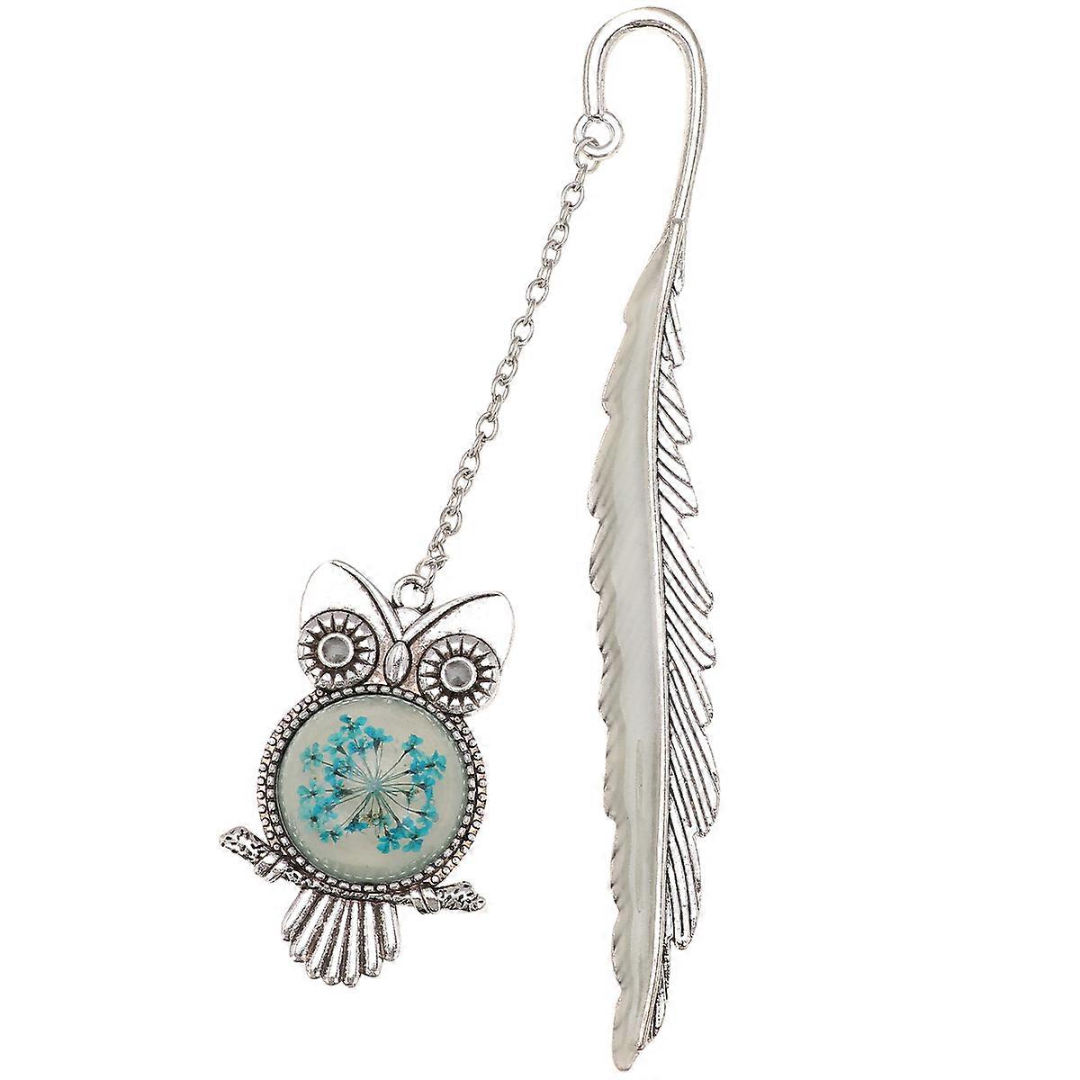 Luminous Vintage Metal Bookmark for Note Marking with Owl Pattern Silver