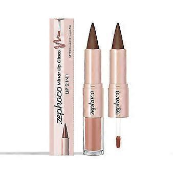 Nude Cocoa 2-In-1 Mirror Lip Gloss Daily Autumn And Winter Natural Color Lightweight Moisturizing Lipstick