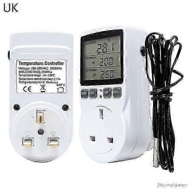 16A  multi-function thermostat digital temperature controller socket outlet w/ timer switch sensor probe heating cooling f20 21