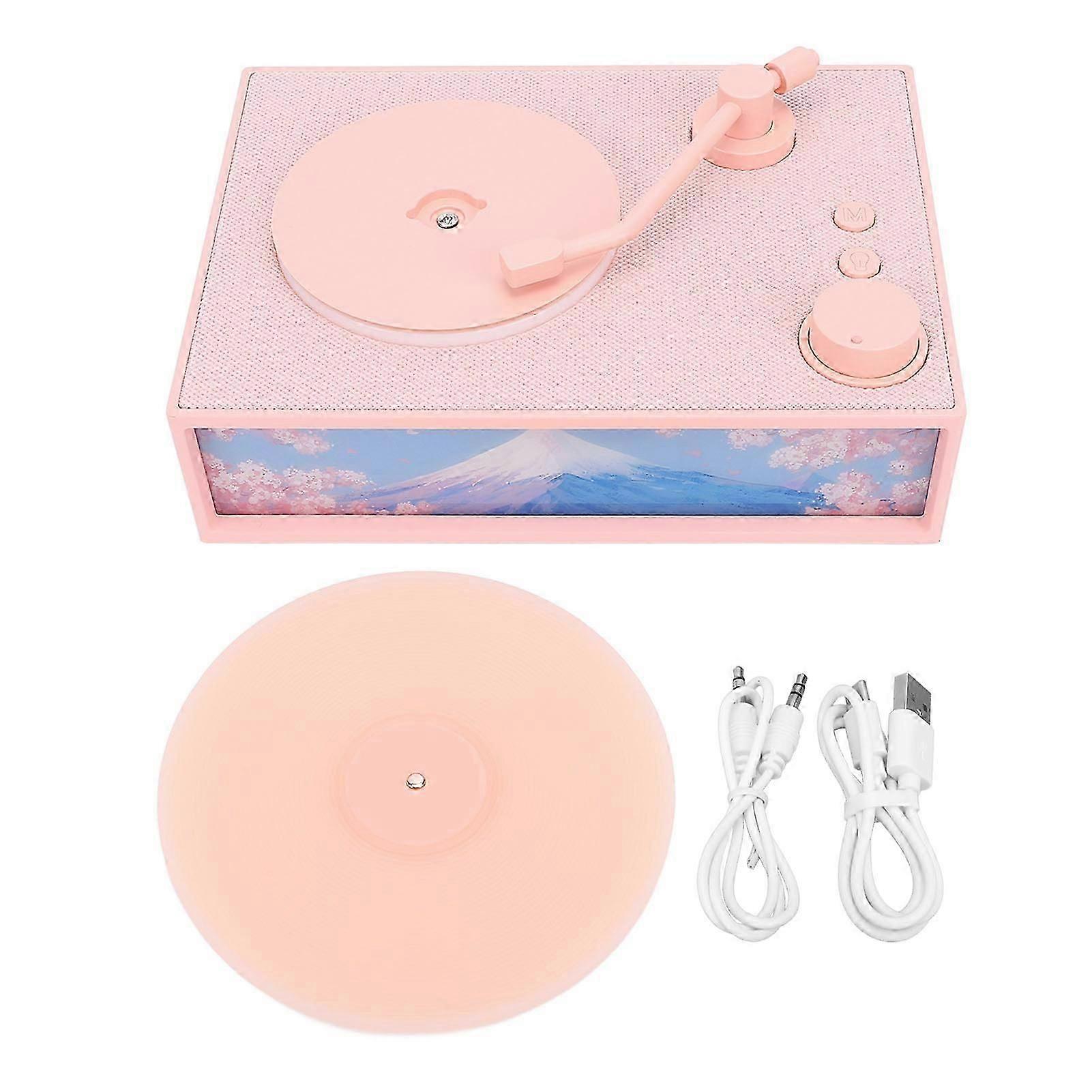 Pink Vintage Record Player with Bluetooth and Aroma Diffuser - Portable Elegance