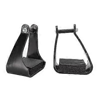 Western Horse Riding Pom Plastic Stirrups Black Cushioned Foam Foot Pad for Saddle Trail