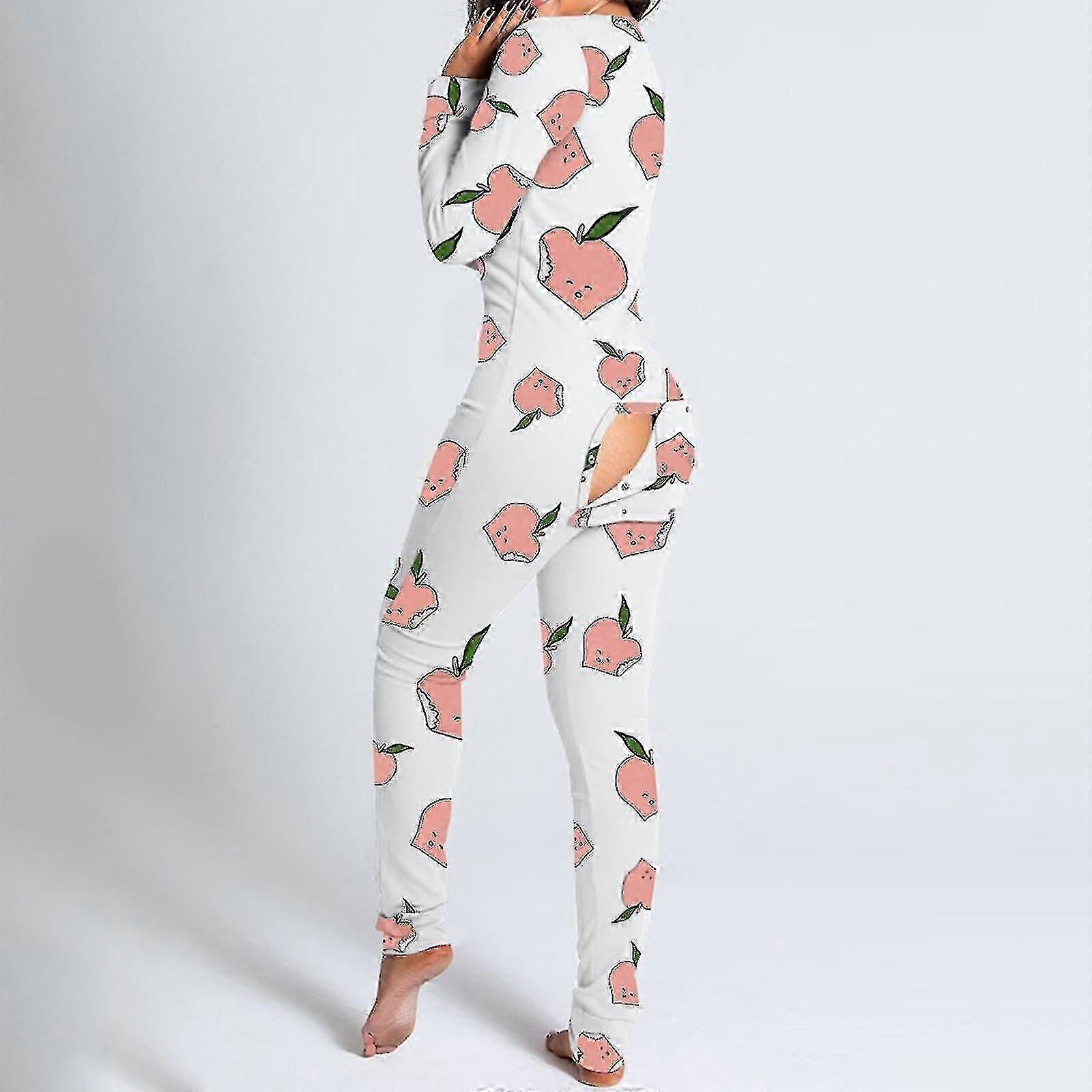 Convenient Women's Open Back One-piece Pajamas