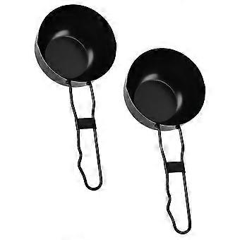 2Pcs Iron Stew Pot for Outdoor Use with Handle Camping Cooking Pot