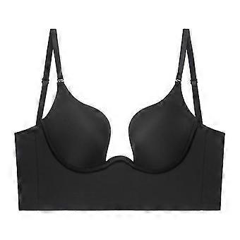 Push-Up-BH, rückenfrei, für Damen, tief ausgeschnitten, sexy, tiefer Ausschnitt, Büstenhalter, offener Rücken, Hochzeitsunterwäsche, unsichtbar, nahtlos, tiefes U-Dessous