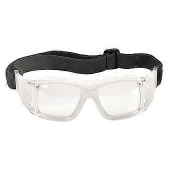 Clear Lens Basketball Glasses Goggles Eyewear for Team Workouts with Elastic Head Strap, Side Guards and Contoured Frame Shape  White