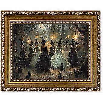 Puzzle di Halloween: Streghe e gatti neri nella foresta incantata, stile gotico vintage, Halloween VV524