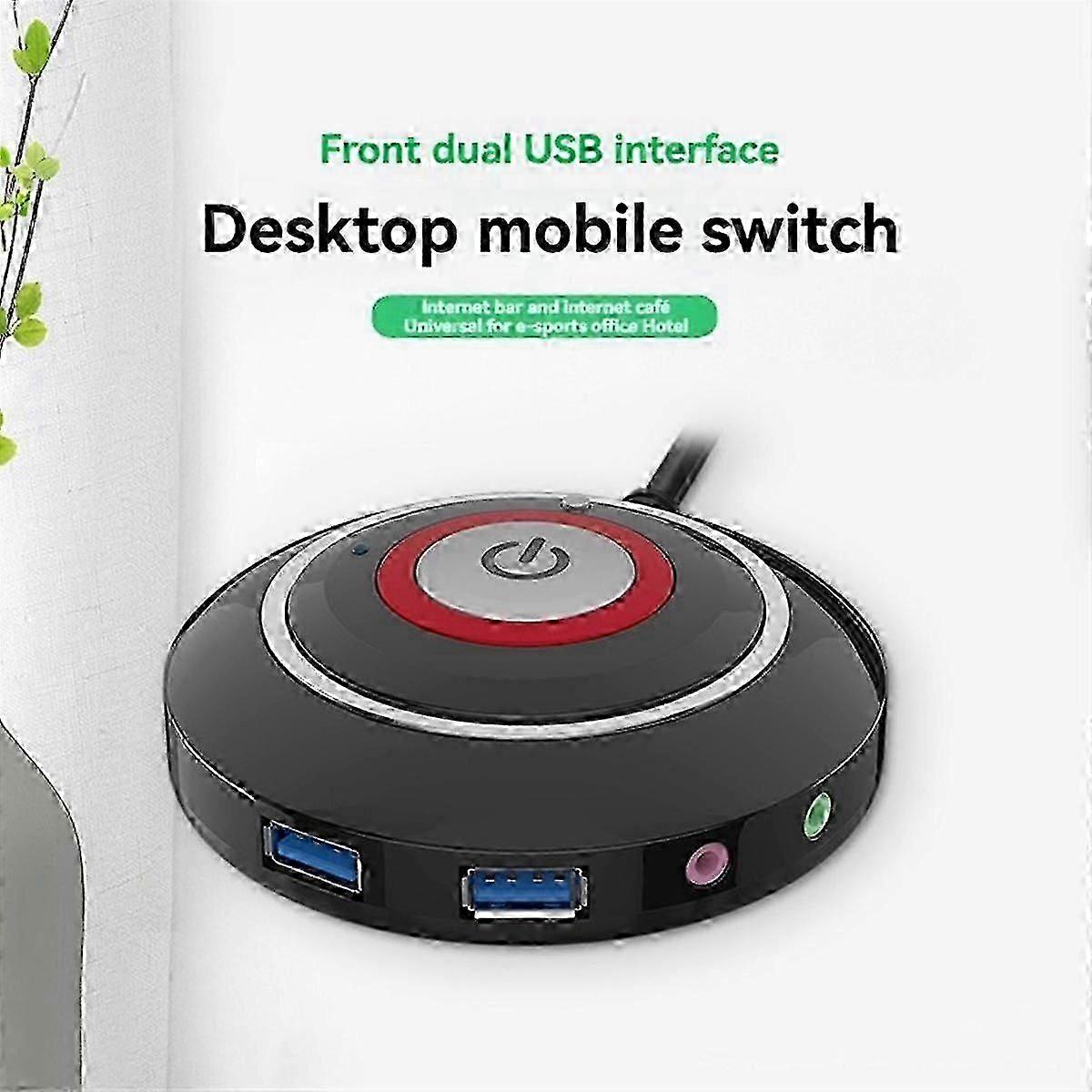 Desktop Computer Switch Button with Dual USB Ports and Audio PC External Start Button 165cm Cable
