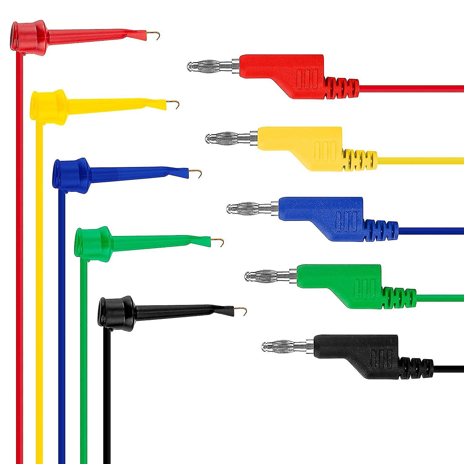 5pcs Test Hook Wire Stackable Banana Plug Wire Leads 500v/5v 39 Inch