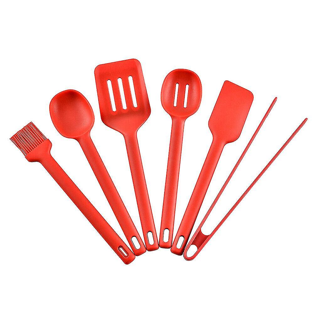 Food Grade Silicone Kitchenware Set Non Stick Pot Shovel With Tongs Red