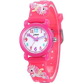 Veeki Girls Watch,Kids Watch Girls 3D Cute Cartoon Waterproof Silicone Toddler Children Wrist Watch for 3-10 Year Girls Little Girl Child(rose Red)