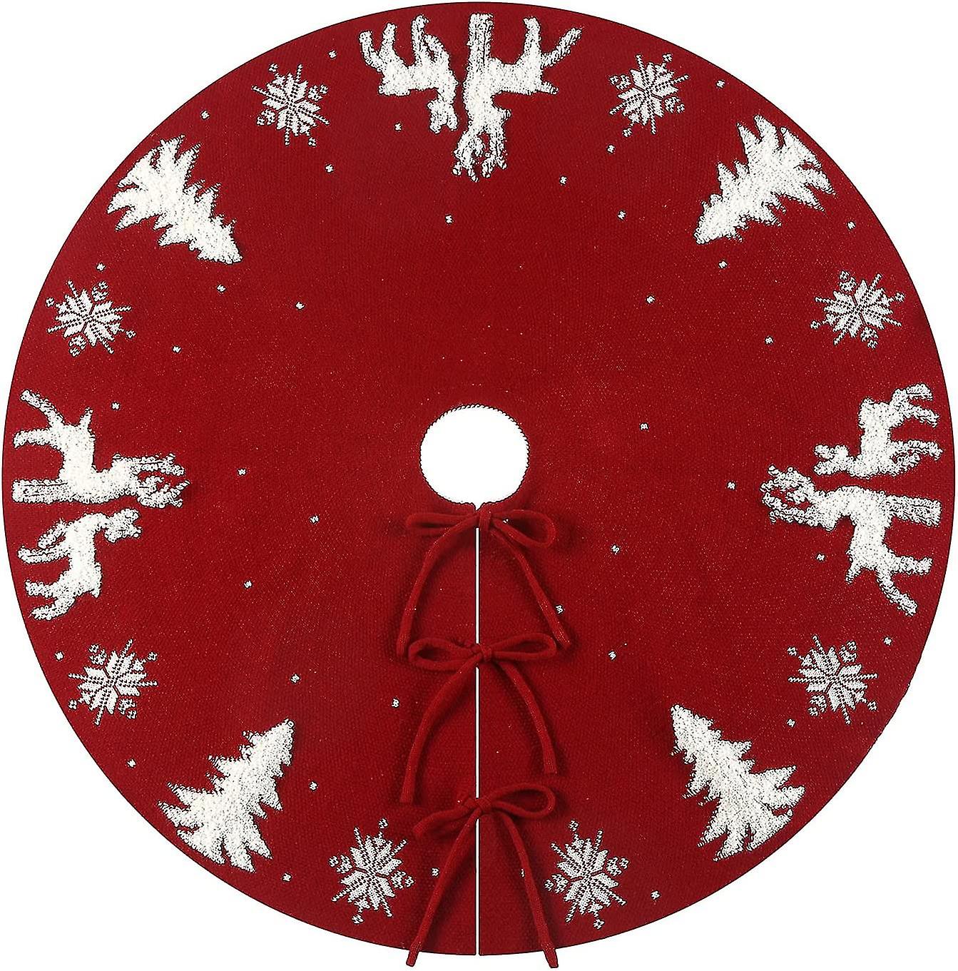 Knit Christmas Tree Skirt,luxury Cable Knitted (red 3d, 36")