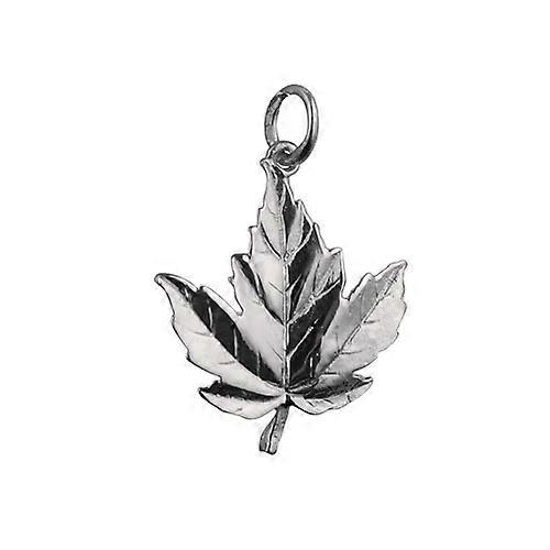 Silver 22x19mm solid Maple Leaf Pendant or Charm