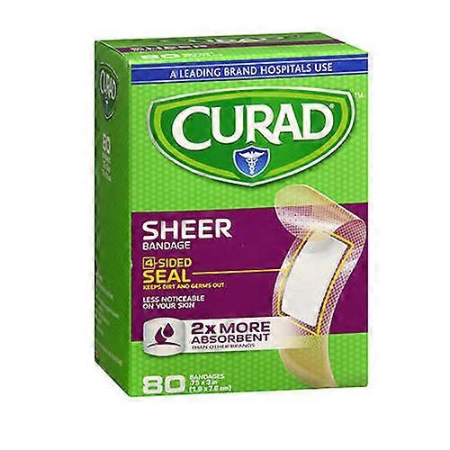 Curad Sheer Adhesive Bandages 3/4X3, Regular 80 Each (Pack of 3)