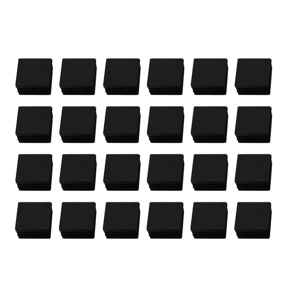 24 Stück 30mm x 30mm Kunststoff gerippte quadratische Endkappen Rohreinsatz schwarz